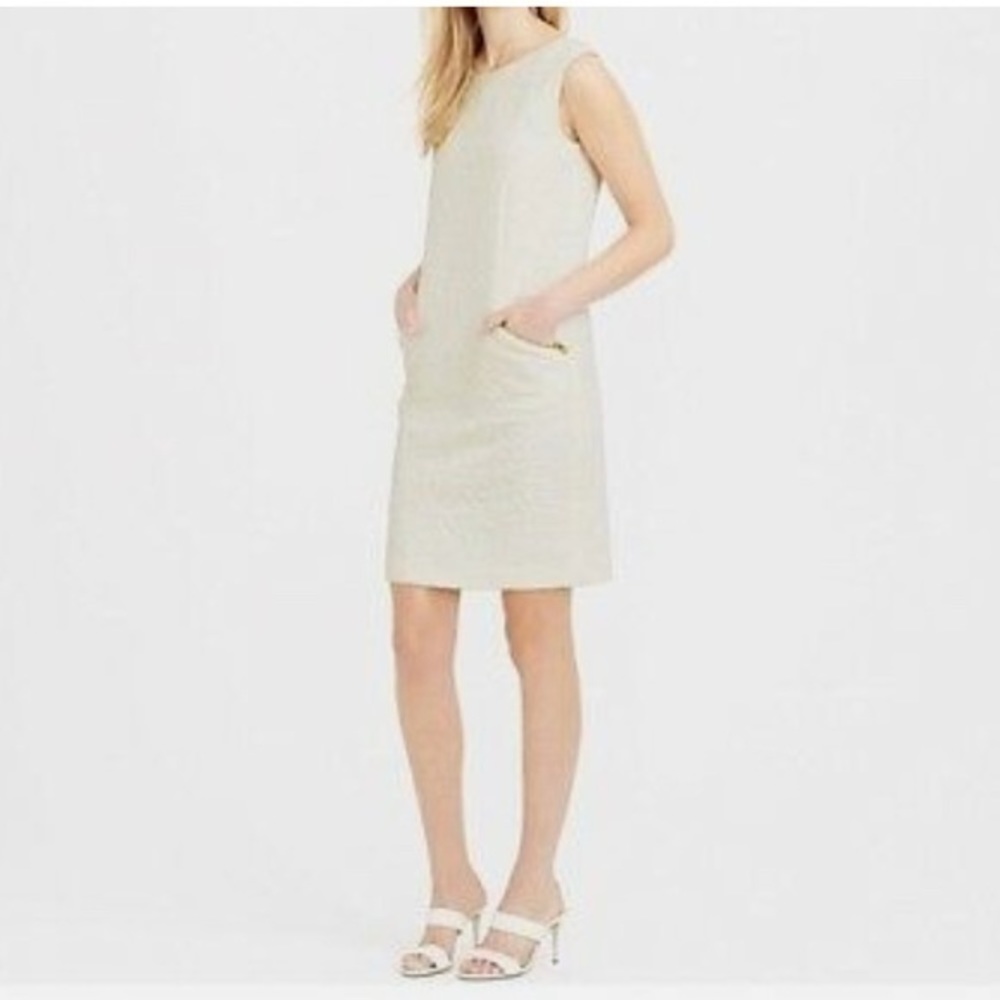J. Crew Cream Sleeveless Textured Dress‎